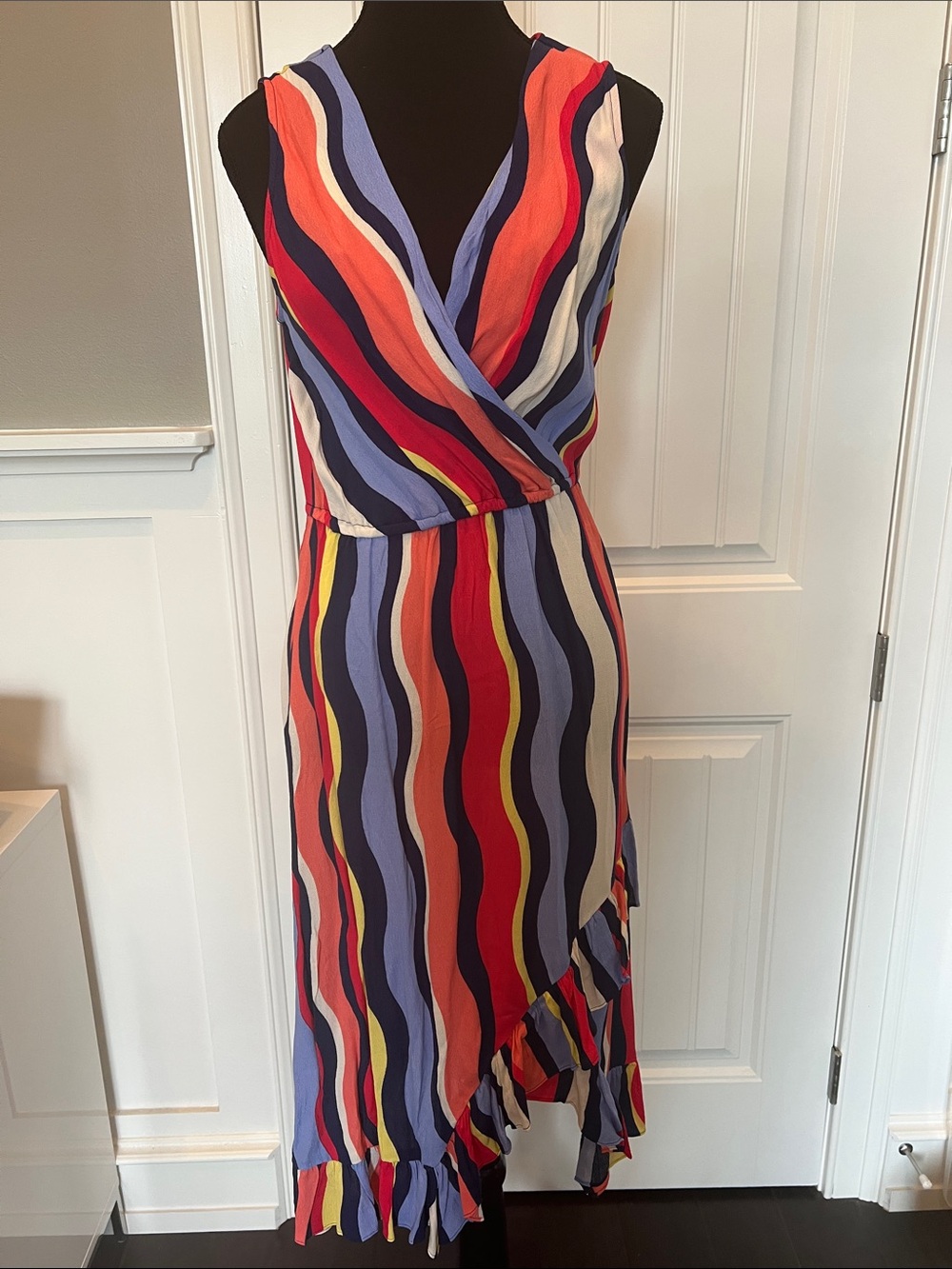 Tracy Reese / Anthropologie Sleeveless Multi-Stripe Wrap Dress - Size XS